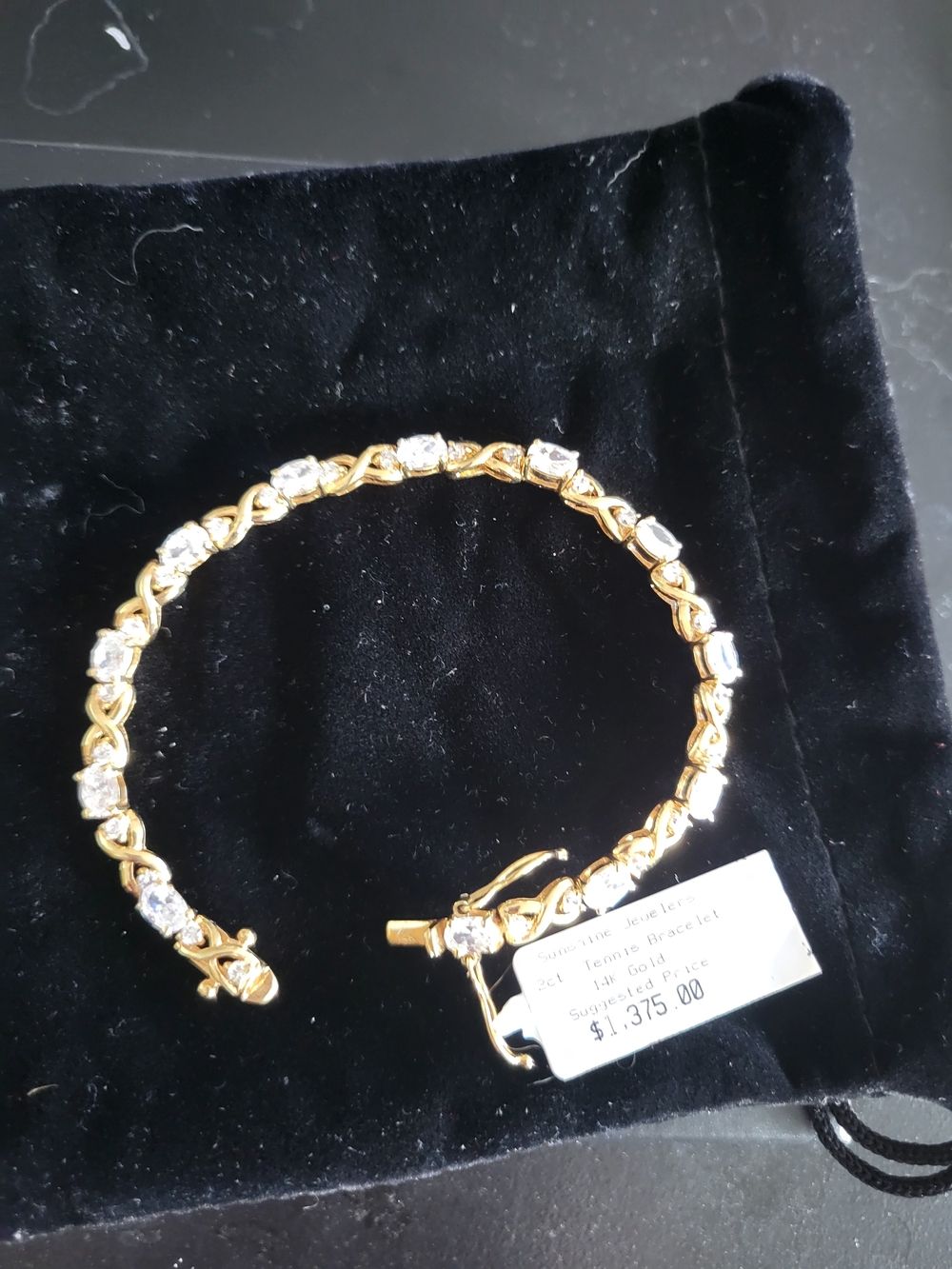 Gold-Tone Bracelet with Clear Stones - Unbranded